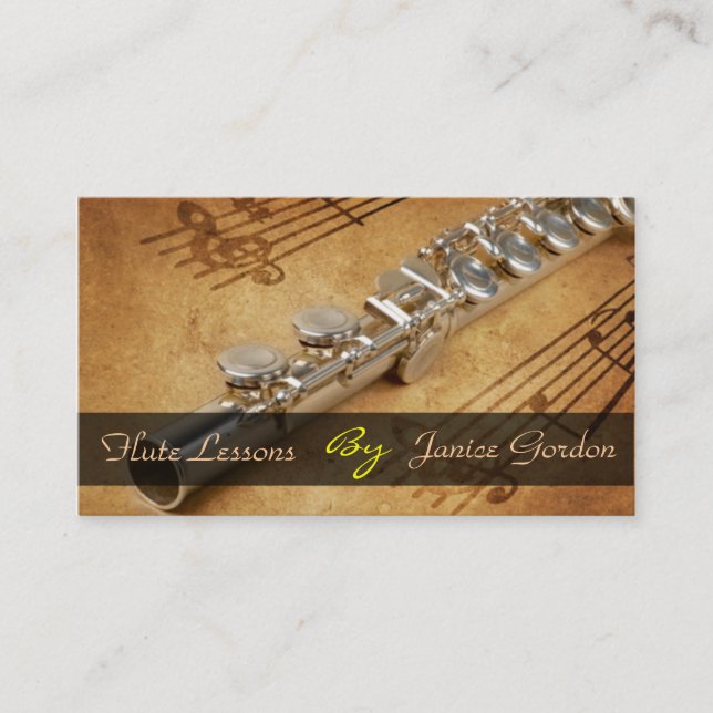 Flute Lessons Instrument Music Instructor Business Business Card (Front)