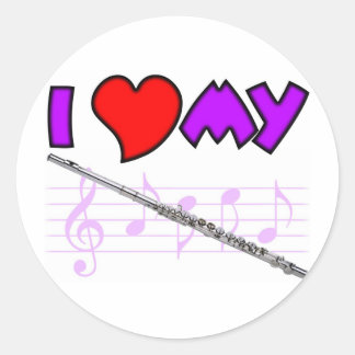Flute Love Classic Round Sticker