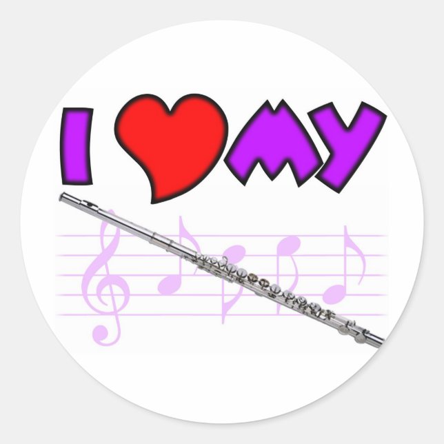 Flute Love Classic Round Sticker (Front)