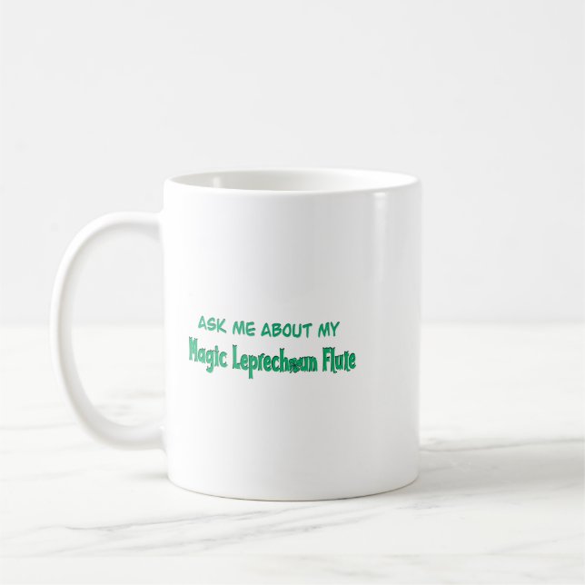Flute Lover Ask Me About My Magic Leprechaun Flute Coffee Mug (Left)