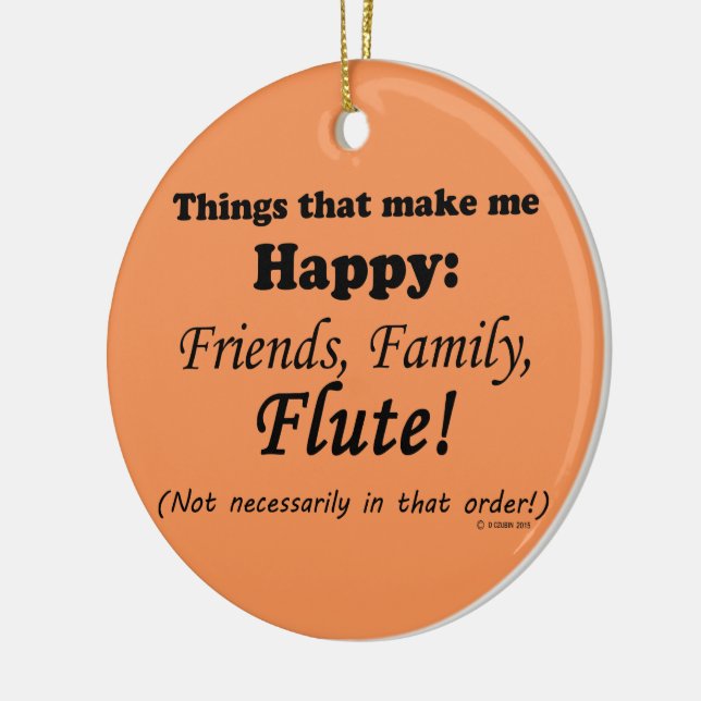 Flute  Makes Me Happy Ceramic Tree Decoration (Left)