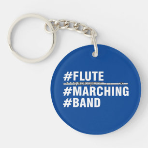 Flute Marching Band Hashtags Key Ring