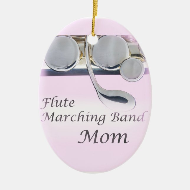 Flute Marching Band Mum Christmas Ornament (Front)