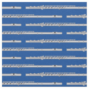Flute Music Musician Room Decor Blue Fabric