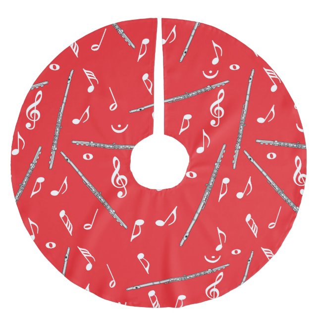 Flute Music Note Pattern Brushed Polyester Tree Skirt (Front)