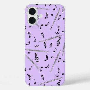 Flute Music Note Pattern iPhone 16 Plus Case