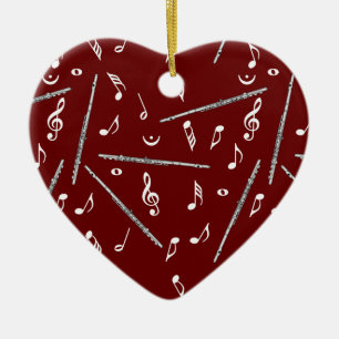 Flute Music Note Pattern Ceramic Tree Decoration