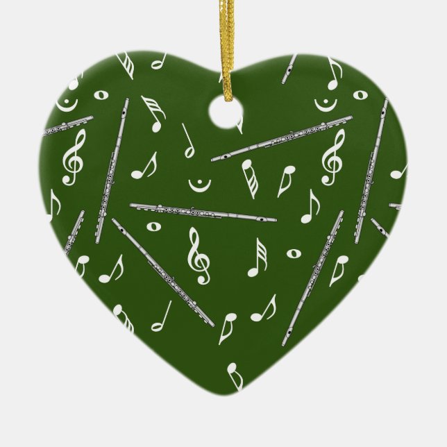 Flute Music Note Pattern Ceramic Tree Decoration (Front)