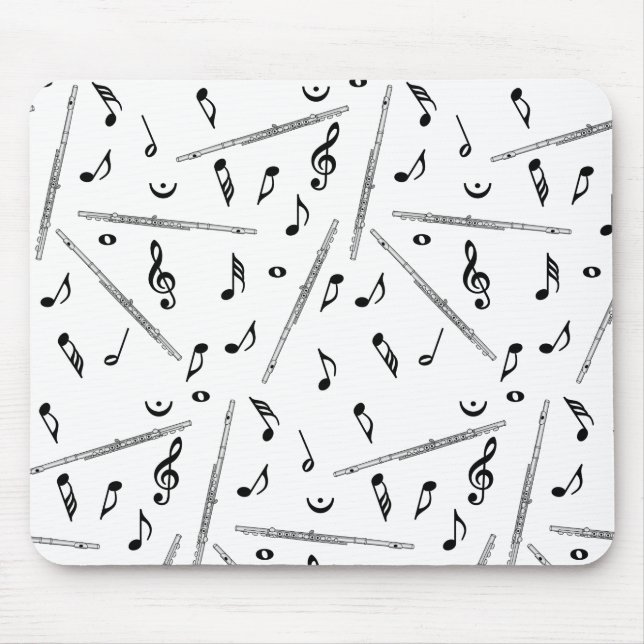 Flute Music Note Pattern Mouse Pad (Front)