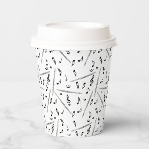 Flute Music Note Pattern Paper Cups