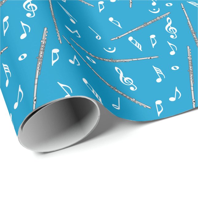 Flute Music Note Pattern Wrapping Paper (Roll Corner)
