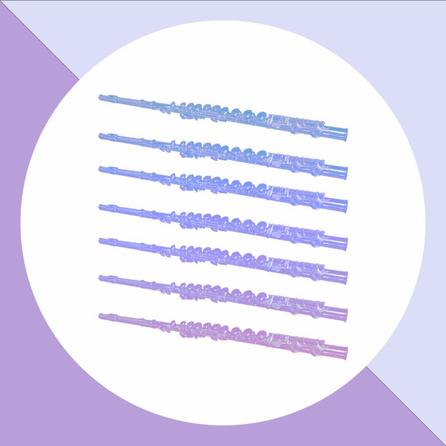Flute Music Pink Purple Blue Classic Round Sticker (A sticker with pink, blue and purple flutes.)