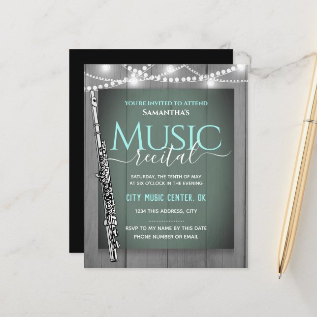 Flute Music Recital Formal Invitation (Front/Back In Situ)
