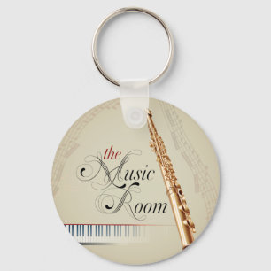 Flute Music Room Key Ring