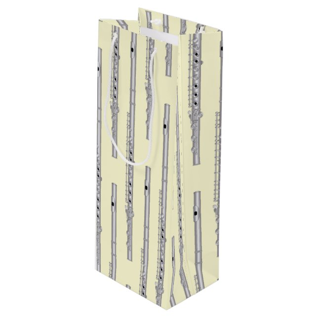 Flute Musician Music Teacher Band Wine Gift Bag (Front Angled)
