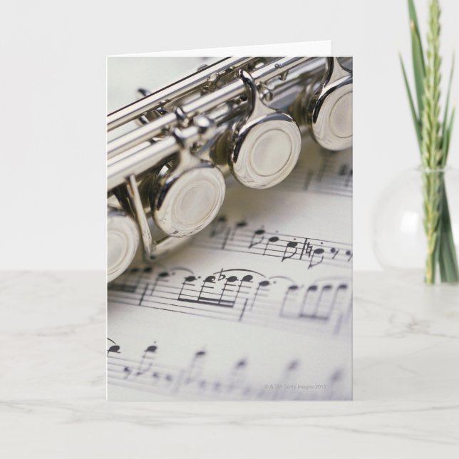 Flute on Sheet Music Card (Front)