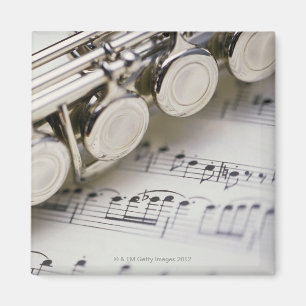 Flute on Sheet Music Magnet