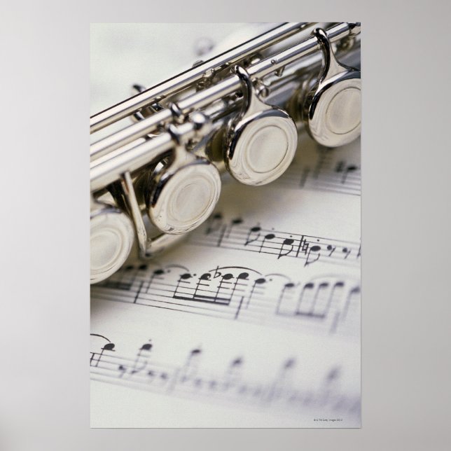 Flute on Sheet Music Poster (Front)