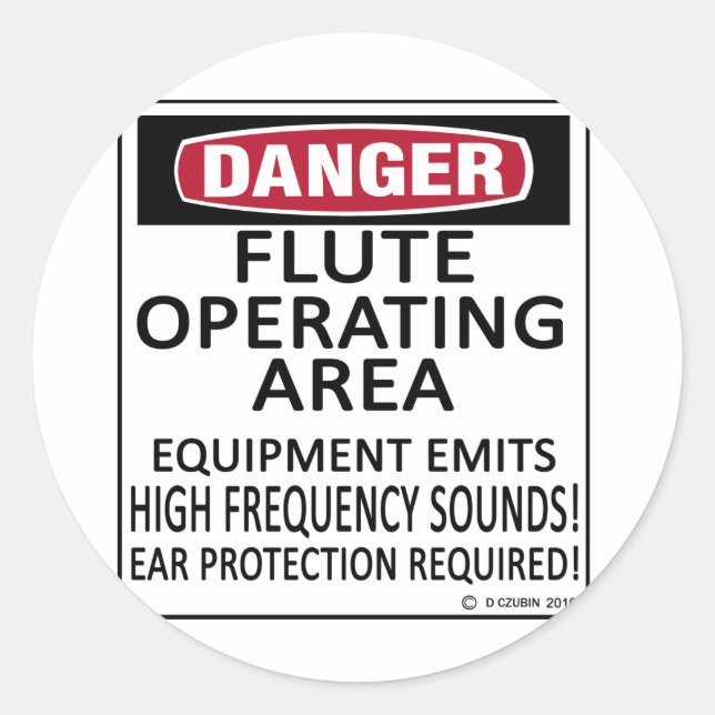 Flute Operating Area Classic Round Sticker (Front)