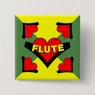 Flute Over Heart 15 Cm Square Badge