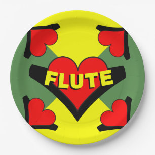 Flute Over Heart Paper Plate