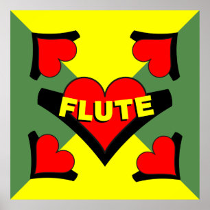 Flute Over Heart Poster