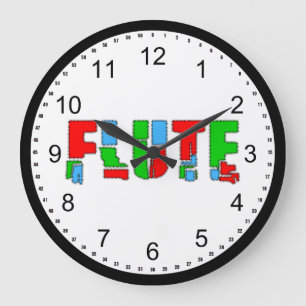 Flute Patchwork Text Large Clock