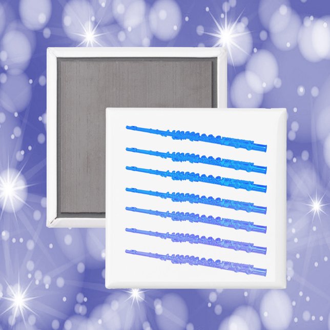 Flute Pattern Blue Ombre Magnet (A magnet with a pattern of flutes done in a blue ombre)