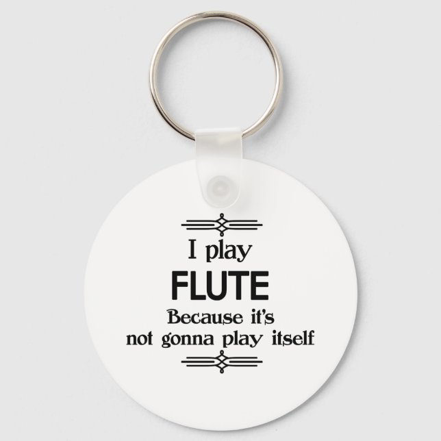 Flute - Play Itself Funny Deco Music Key Ring (Front)