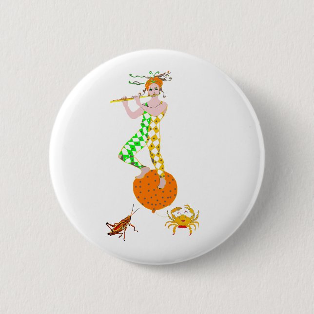 Flute player  6 cm round badge (Front)