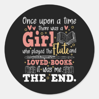 Flute Player Book Flautist Marching Band Musician Classic Round Sticker