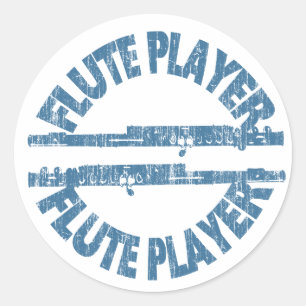 Flute Player Classic Round Sticker