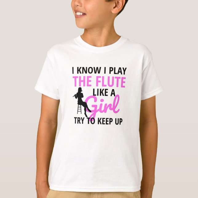 Flute Player Gifts For Women | Flute Flautist Girl T-Shirt (Front)