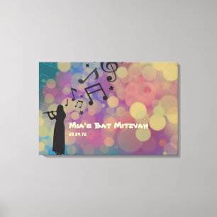 Flute Player Girl Bat Mitzvah Sign-In Board Canvas Print