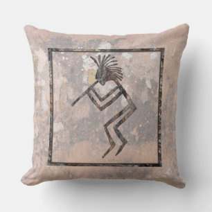 Flute Player Petroglyph Talking Canyons, New Mexic Cushion