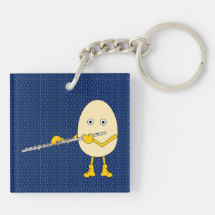 Flute Playing Egghead Key Ring