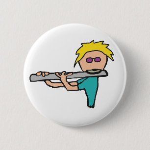 Flute Playing Flautist 6 Cm Round Badge