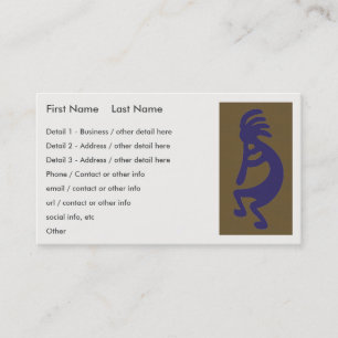 Flute Playing Kokopelli Figure - Blue on Green Business Card
