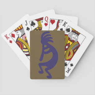 Flute Playing Kokopelli Figure - Blue on Green Cards