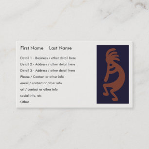 Flute Playing Kokopelli Figure - Blue on Red Business Card