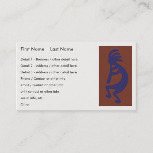 Flute Playing Kokopelli Figure - Blue on Red Business Card