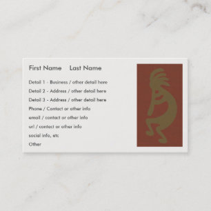 Flute Playing Kokopelli Figure - Green on Red Business Card