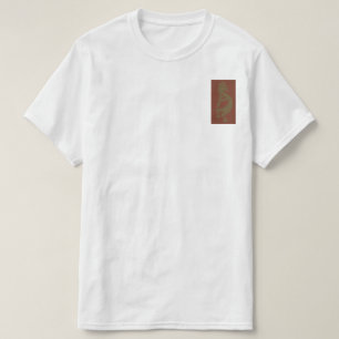 Flute Playing Kokopelli Figure, Green on Rust Red T-Shirt