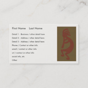 Flute Playing Kokopelli Figure - Red on Green Business Card