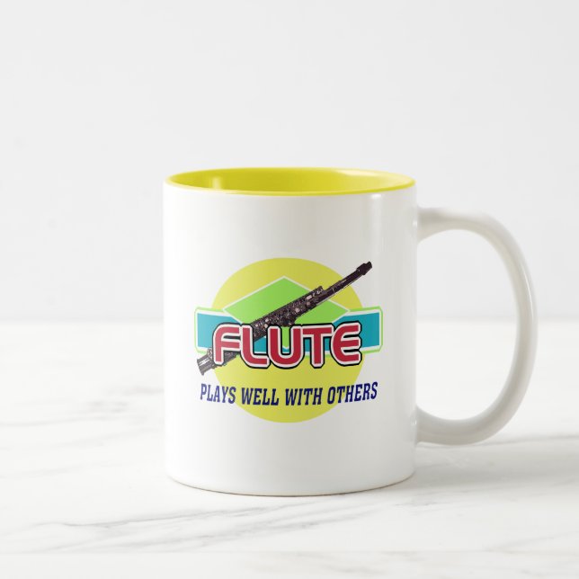 Flute Plays Well Two-Tone Coffee Mug (Right)