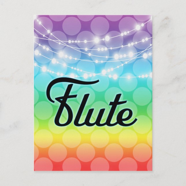 Flute Rainbow LGBT Gay Lights Music Postcard (Front)