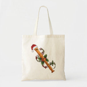 Flute Recorder Instrument Santa Hat Christmas Tote Bag