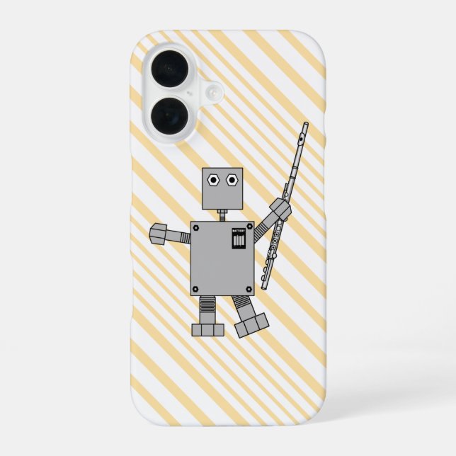 Flute Robot iPhone 16 Case (Back)