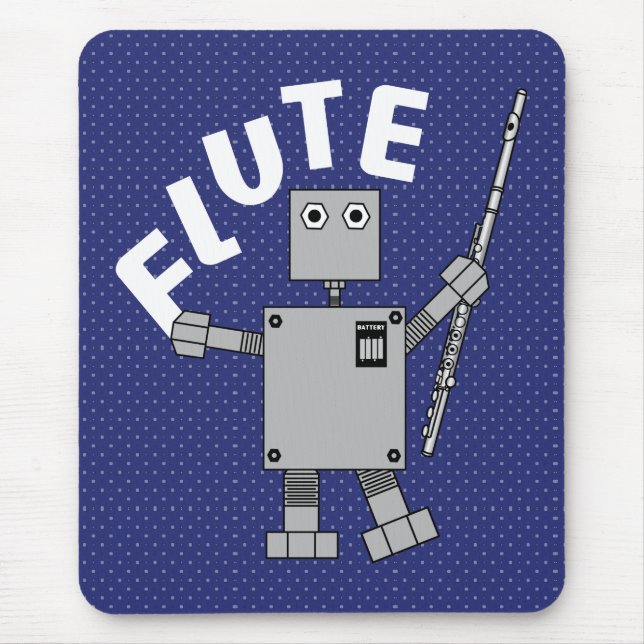 Flute Robot Text Mouse Pad (Front)