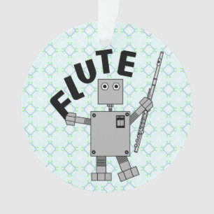 Flute Robot Text Ornament